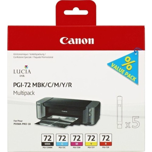 Canon PGI-72 Γνήσιο Πακέτο 5 Μελανιών Εκτυπωτή InkJet Matte Μαύρο / Κίτρινο / Κυανό / Κόκκινο / Ματζέντα (6402B009)