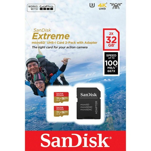 Sandisk Extreme microSDHC 32GB U3 V30 A1 UHS-I 100MB/s με αντάπτορα