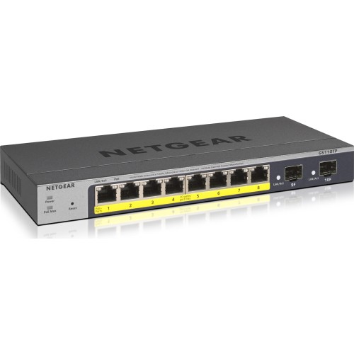 NetGear GS110TP v3 Managed L2 PoE Switch με 8 Θύρες Gigabit (1Gbps) Ethernet και 10 SFP Θύρες