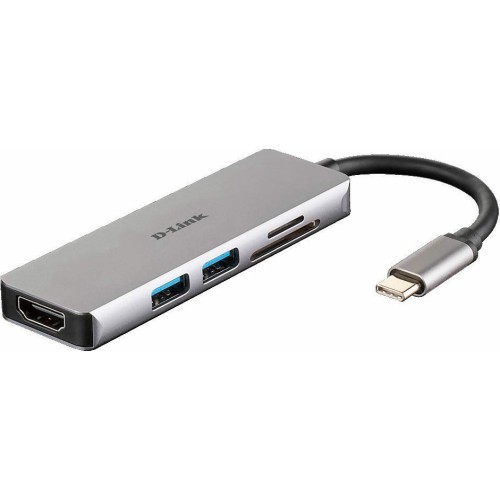 D-Link USB-C Docking Station με HDMI 4K Ασημί (DUB-M530)
