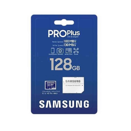 Samsung Pro Plus (2023) microSDXC 128GB U3 V30 A2 UHS-I 180MB/s με αντάπτορα