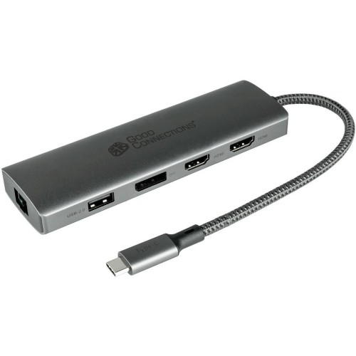 Good Connections USB-C Docking Station με HDMI/DisplayPort 4K PD Ethernet και σύνδεση 2 Οθονών Γκρι (HUB-C001A)