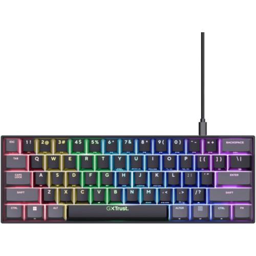 Trust GXT 867 Acira Gaming Μηχανικό Πληκτρολόγιο 60% με Outemu Red διακόπτες και RGB φωτισμό (Αγγλικό US)