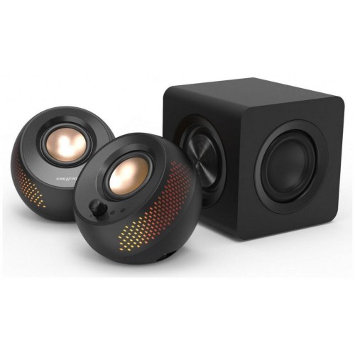 Creative Pebble X Plus Ηχεία Υπολογιστή 2.1 με RGB Φωτισμό και Bluetooth Ισχύος 30W σε Μαύρο Χρώμα