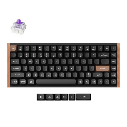 Keychron K2 HE K2H-F1 Ασύρματο Gaming Μηχανικό Πληκτρολόγιο 75% με Gateron Double-Rail Magnetic Nebula διακόπτες (Αγγλικό US) Μάυρο Special Wood Edition