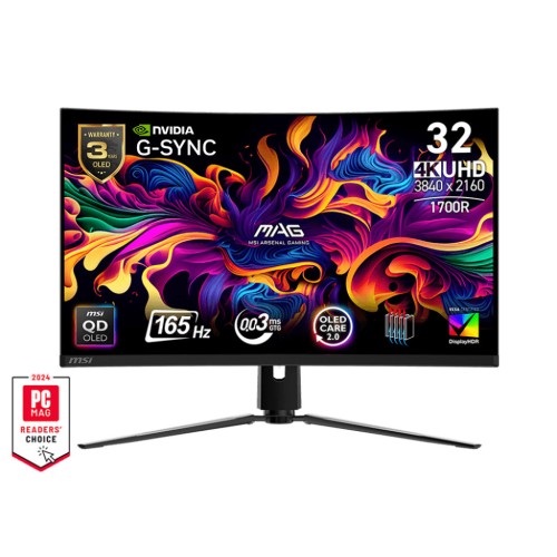 MSI MAG 321CUP QD-OLED HDR Curved Monitor 31.5" 4K 3840x2160 165Hz με Χρόνο Απόκρισης 0.03ms GTG