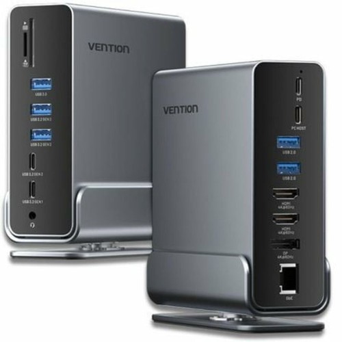 Vention USB-C Docking Station με HDMI/DisplayPort 4K PD Ethernet και σύνδεση 3 Οθονών Γκρι (TPUH0)