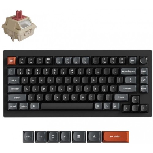 Keychron V1 Ultra 8K V1U-D1 Ασύρματο Gaming Μηχανικό Πληκτρολόγιο με Keychron Silk POM Red διακόπτες και RGB φωτισμό (Αγγλικό US)