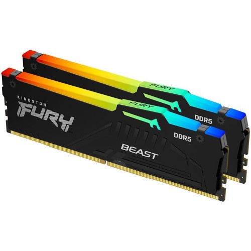 Kingston Fury Beast RGB 16GB DDR5 RAM με 2 Modules (2x8GB) και Ταχύτητα 5600 για Desktop