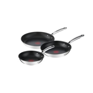 Tefal Duetto+ Σετ Τηγάνια από Ανοξείδωτο Ατσάλι Silver με Κεραμική Επίστρωση G732S334 3τμχ