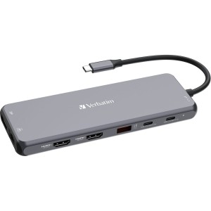Verbatim CMH-13 USB-C Docking Station με HDMI/DisplayPort 4K PD Ethernet και σύνδεση 3 Οθονών Γκρι