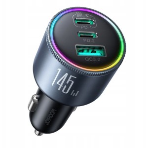 Joyroom Φορτιστής Αυτοκινήτου 145W με Θύρες: 1xUSB 2xType-C μαζί με Καλώδιο Type-C Γκρι Χρώμα JR-CCN07 145W
