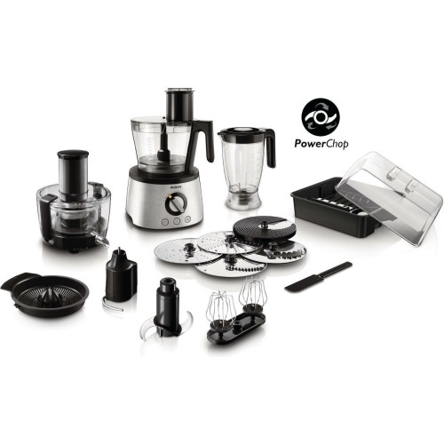 Philips Avance Collection Πολυμίξερ 1000W με Κάδο 3.4lt και Κανάτα Μπλέντερ Ασημί