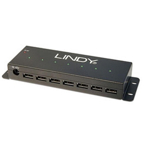 Lindy 7 Port Industrial USB 2.0 Hub Hub 7 Θυρών USB 2.0 με σύνδεση USB-A & Power Delivery 42794