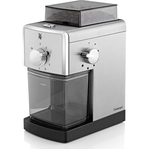 WMF Stelio 61.3024.1112 Ηλεκτρικός Μύλος Καφέ 110W με Χωρητικότητα 180gr και 17 Επίπεδα Άλεσης Ασημί