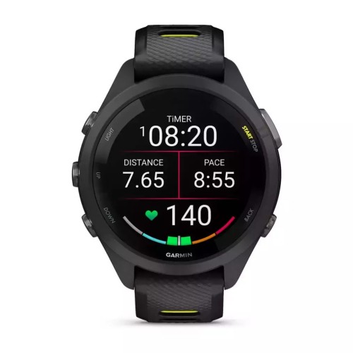 Garmin Forerunner 265s 42mm Αδιάβροχο Smartwatch με Παλμογράφο (Black/Amp Yellow)