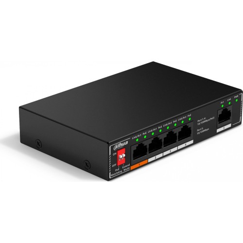 Dahua SF1005P Unmanaged L2 PoE+ Switch με 4 Θύρες Gigabit (1Gbps) Ethernet