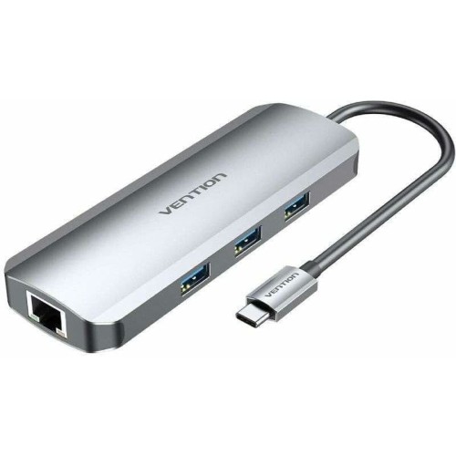 Vention Hub 10 Θυρών USB 3.2 με σύνδεση USB-C / USB-A / Ethernet Ασημί