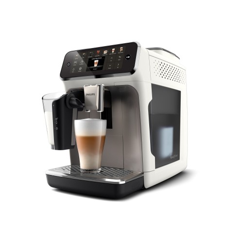 Philips Series 4400 Αυτόματη Μηχανή Espresso 1500W Πίεσης 15bar για Cappuccino με Μύλο Άλεσης Λευκή