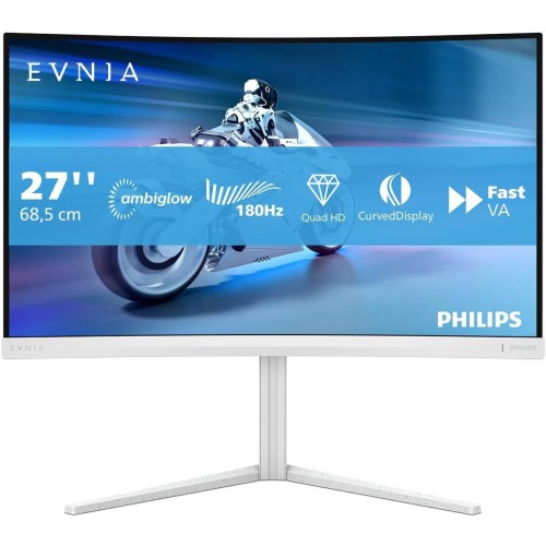 Philips Evnia 27M2C5501 VA HDR Curved Gaming Monitor 27" QHD 2560x1440 180Hz με Χρόνο Απόκρισης 1ms GTG Λευκό