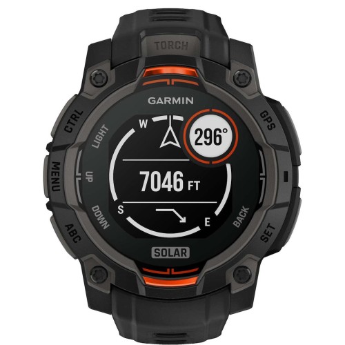 Garmin Instinct 3 Solar Aluminium 45mm Αδιάβροχο Smartwatch με Παλμογράφο (Black with Black Band)