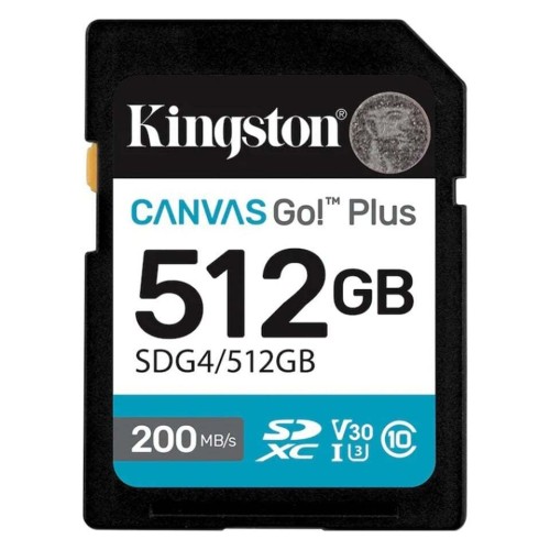 Kingston Canvas Go Plus SDXC 512GB U3 V30 UHS-I 200MB/sμε αντάπτορα