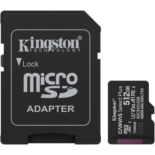 Kingston Canvas Select Plus microSDHC 512GB U3 V30 A1 UHS-I 150MB/s με αντάπτορα