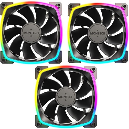 Montech Reverse Blade Case Fan 76.2mm (59cfm) με ARGB Φωτισμό και Σύνδεση 4-Pin PWM / 3-Pin 3τμχ