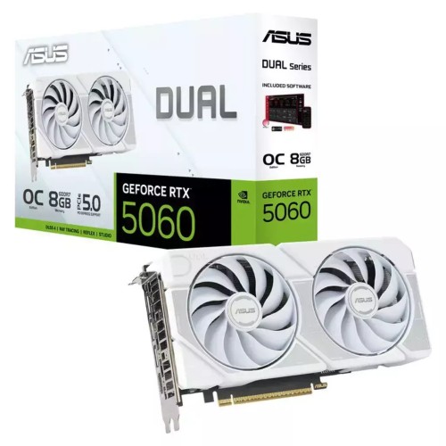 Asus GeForce RTX 5060 8GB GDDR7 Dual White OC Κάρτα Γραφικών 90YV0N15-M0NA00