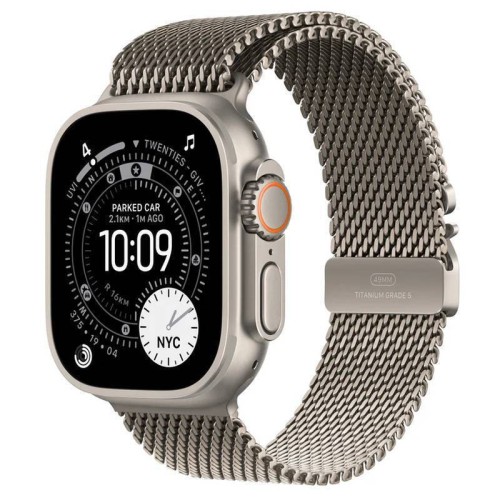 Apple Watch Ultra 3 Titanium 49mm Αδιάβροχο με eSIM και Παλμογράφο (Natural Titanium Case with Natural Titanium Milanese Loop - Large)