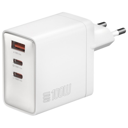 4Smarts Φορτιστής Χωρίς Καλώδιο GaN με Θύρα USB-A και 2 Θύρες USB-C 100W Power Delivery Λευκός (Pocket)