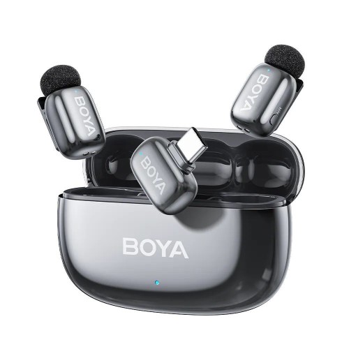 Boya Mini 2 Type-C Σετ Ασύρματο Δυναμικό Μικρόφωνο Πέτου, Clip On Δημοσιογραφικό σε Γκρι Χρώμα Space Gray