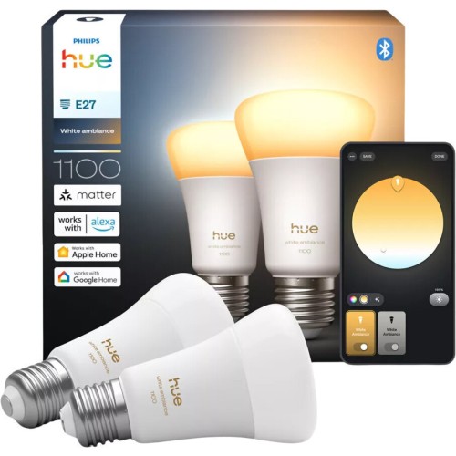 Philips Smart Λάμπες LED 8.1W για Ντουί E27 και Σχήμα A60 Θερμό Λευκό 1100lm Dimmable 2τμχ 929003854902