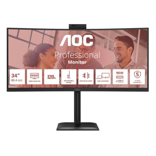 AOC CU34E4CW Ultrawide VA HDR Curved Monitor 34" QHD 3440x1440 με Χρόνο Απόκρισης 4ms GTG