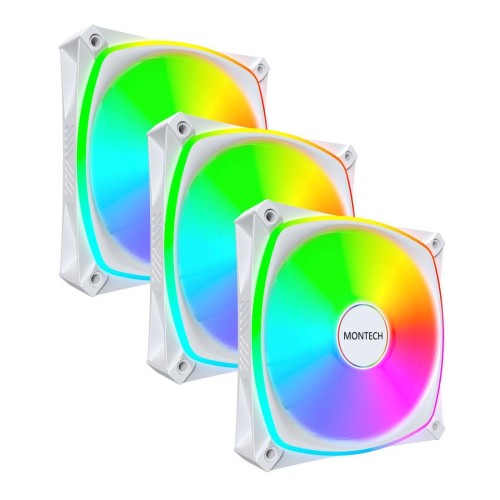 Montech AX120 PRO Case Fan (1600rpm / 72.3cfm) με RGB Φωτισμό και Σύνδεση 3-Pin / 4-Pin PWM 3τμχ Λευκό