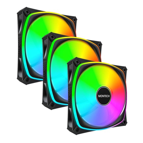 Montech RX120 PRO Reverse Blade Case Fan (1760rpm / 72.3cfm) με RGB Φωτισμό και Σύνδεση 4-Pin PWM 3τμχ