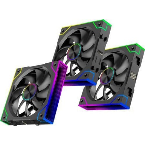 Xilence XF073 Reverse Blade Case Fan 125mm (2000rpm / 62cfm) με ARGB Φωτισμό και Σύνδεση 3-Pin / 4-Pin PWM 3τμχ