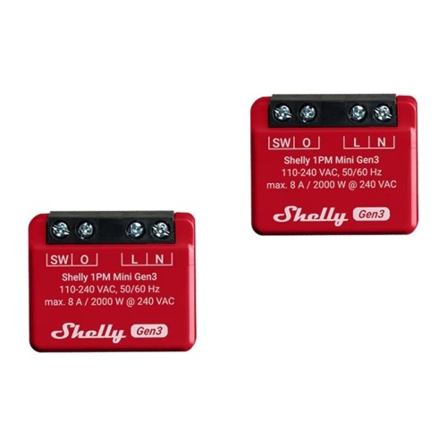 Shelly Smart Switch Wi-Fi, Bluetooth, ZigBee & RF 10A με Τηλεχειριστήριο 2τμχ 1PMMiniGen42Pack