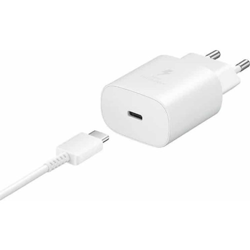 Samsung Φορτιστής με Θύρα USB-C και Καλώδιο USB-C 25W Λευκός (EP-TA800XWEGWW Bulk)
