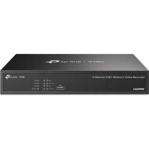 TP-LINK VIGI NVR1004H v1 Καταγραφικό NVR 4 Καναλιών με Ανάλυση 4K